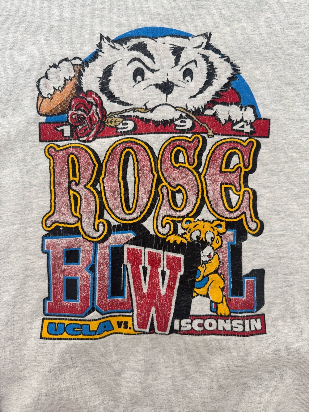 Vintage 1994 Rose Bowl Sweatshirt Wisconsin Badgers UCLA Bruins Football 90s